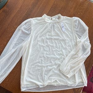 Cream sheer-lined dress/work blouse.  Sz Large. NWT
